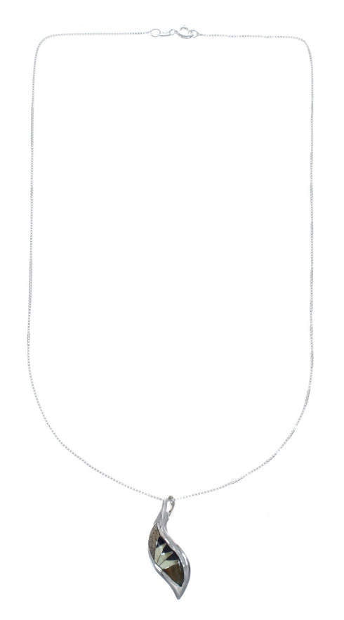 Southwest Multicolor Inlay Sterling Silver Box Chain Necklace Set JX129113